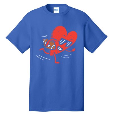 Heart Playing American Football Valentines Day Sports Gift Tall T-Shirt