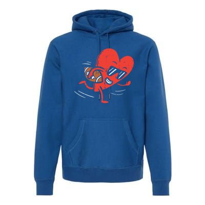 Heart Playing American Football Valentines Day Sports Gift Premium Hoodie