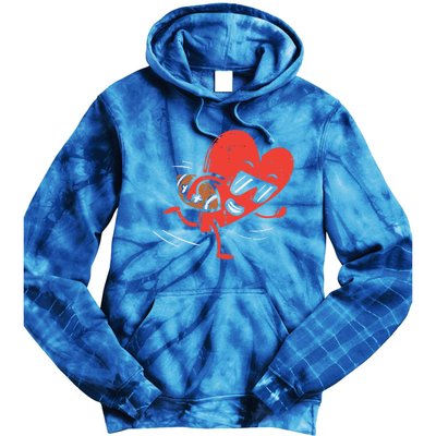 Heart Playing American Football Valentines Day Sports Gift Tie Dye Hoodie