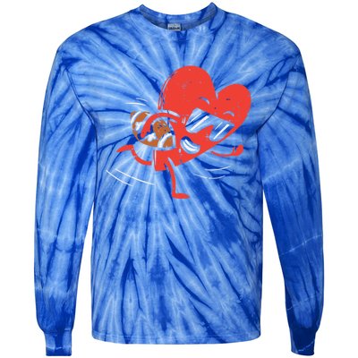 Heart Playing American Football Valentines Day Sports Gift Tie-Dye Long Sleeve Shirt