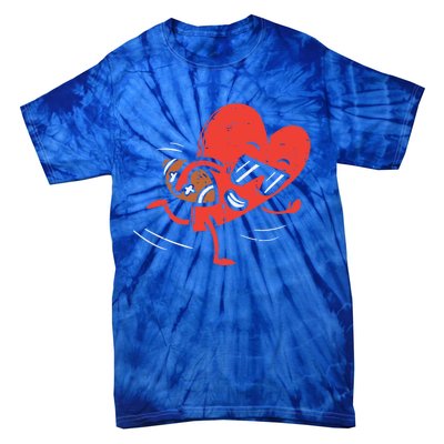 Heart Playing American Football Valentines Day Sports Gift Tie-Dye T-Shirt