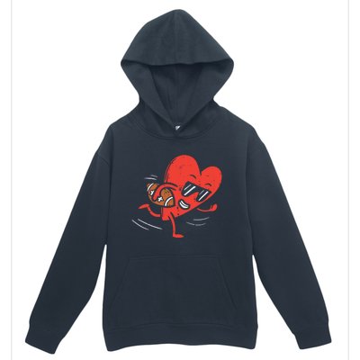 Heart Playing American Football Valentines Day Sports Gift Urban Pullover Hoodie