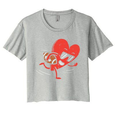 Heart Playing American Football Valentines Day Sports Gift Women's Crop Top Tee