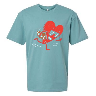 Heart Playing American Football Valentines Day Sports Gift Sueded Cloud Jersey T-Shirt