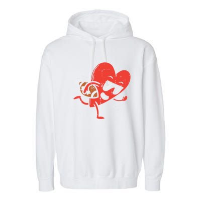 Heart Playing American Football Valentines Day Sports Gift Garment-Dyed Fleece Hoodie