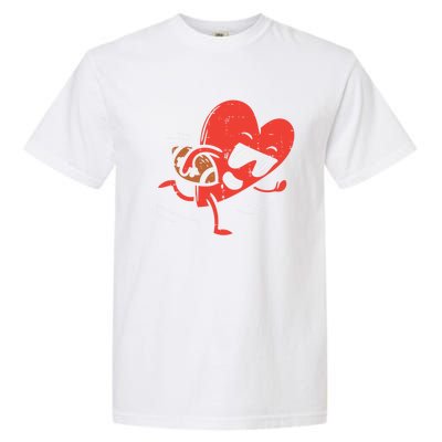 Heart Playing American Football Valentines Day Sports Gift Garment-Dyed Heavyweight T-Shirt