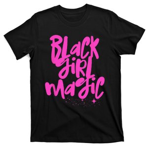 Hot Pink Black Girl Magic Stars Melanin Black Queen Woman T-Shirt