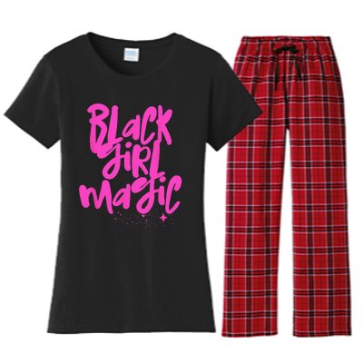 Hot Pink Black Girl Magic Stars Melanin Black Queen Woman Women's Flannel Pajama Set