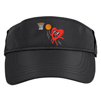 Heart Playing Basketball Cute Valentines Day Sports Boys Adult Drive Performance Visor