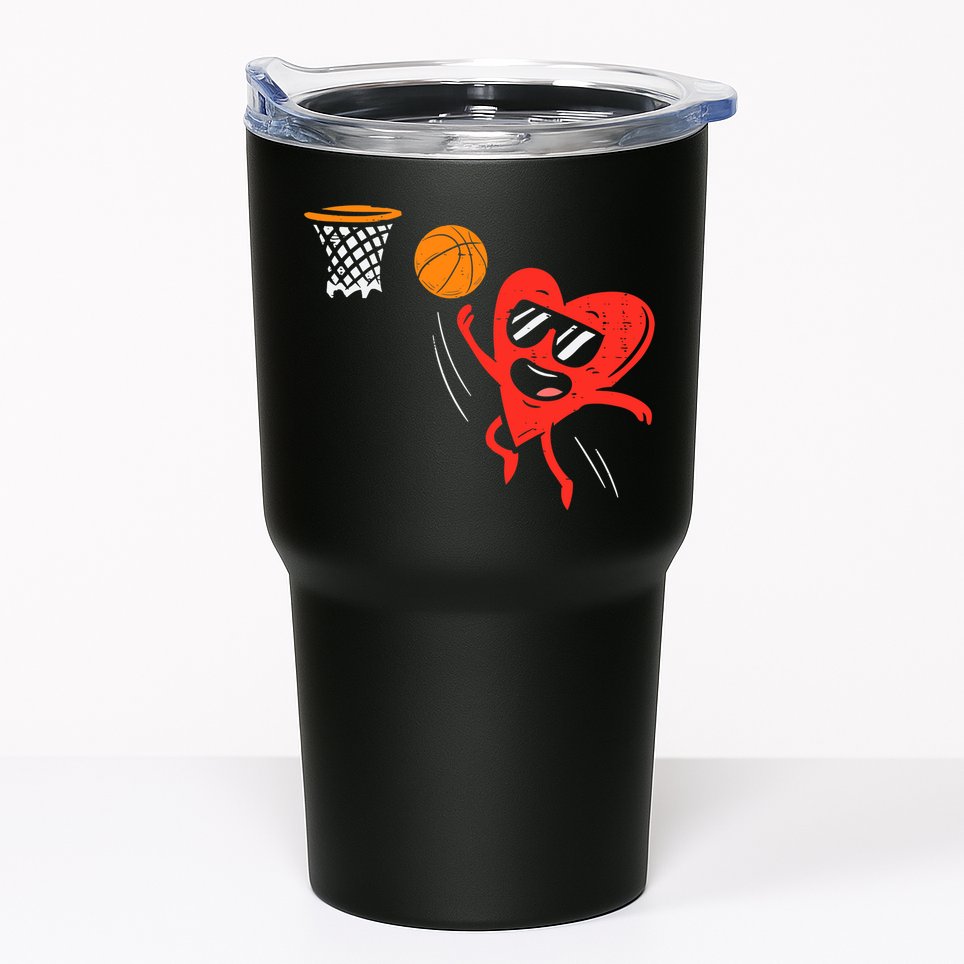 Heart Playing Basketball Cute Valentines Day Sports Boys Tumbler