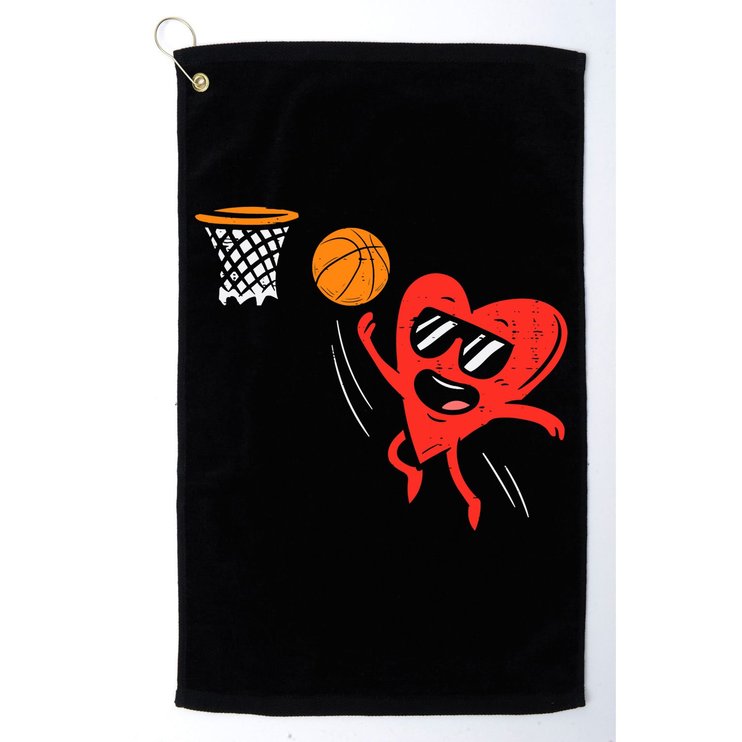 Heart Playing Basketball Cute Valentines Day Sports Boys Golf Towel