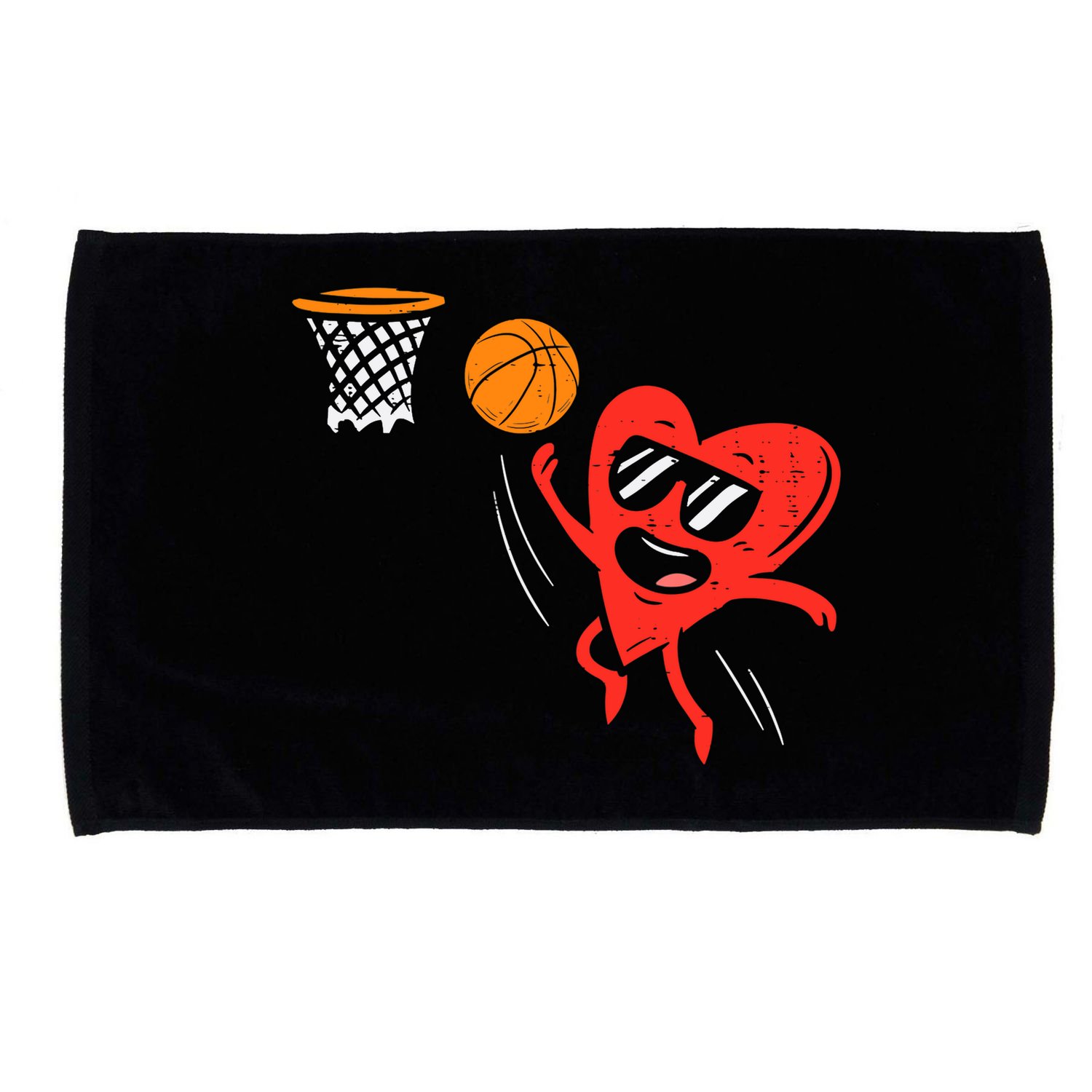 Heart Playing Basketball Cute Valentines Day Sports Boys Microfiber Hand Towel