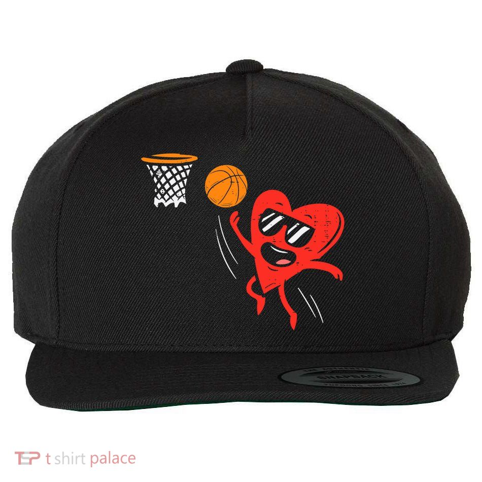 Heart Playing Basketball Cute Valentines Day Sports Boys Wool Snapback Cap