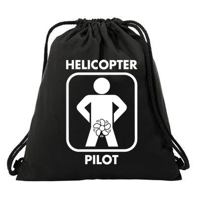 Helicopter Pilot Black Drawstring Bag
