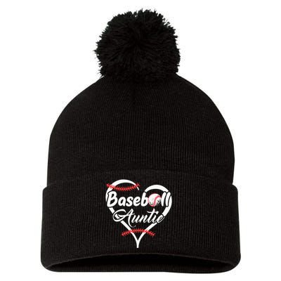 Heart Proud Baseball Auntie Baseball for mother's day Pom Pom 12in Knit Beanie