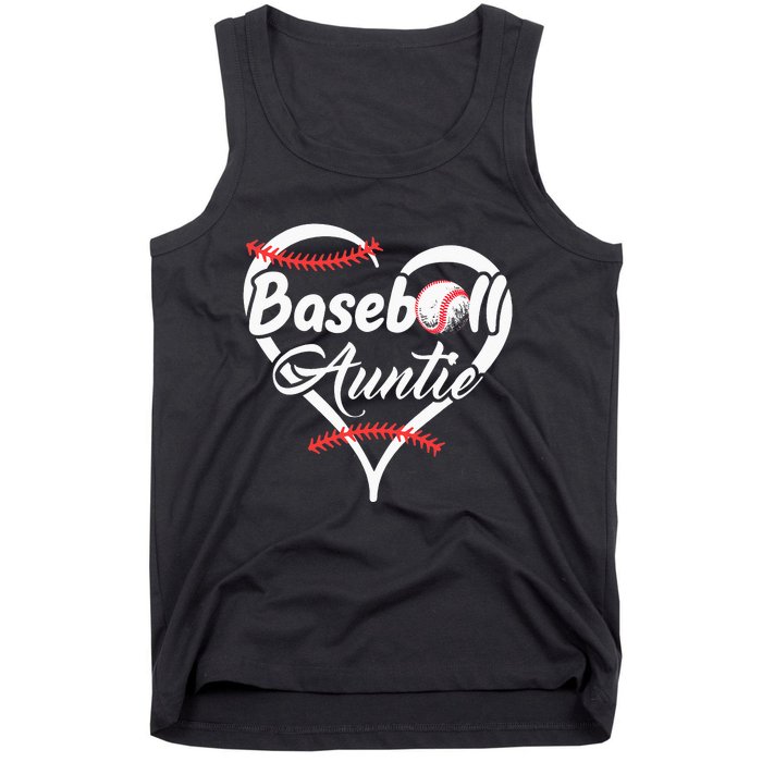 Heart Proud Baseball Auntie Baseball for mother's day Tank Top