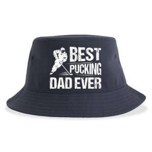 Hockey Player Best Pucking Dad Ever Hockey Father Hockey Pun Sustainable Bucket Hat