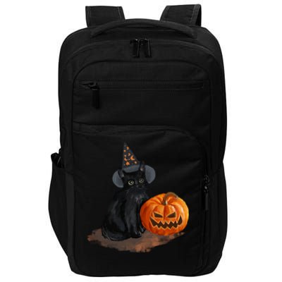 Halloween Pumpkin Black Cat Impact Tech Backpack