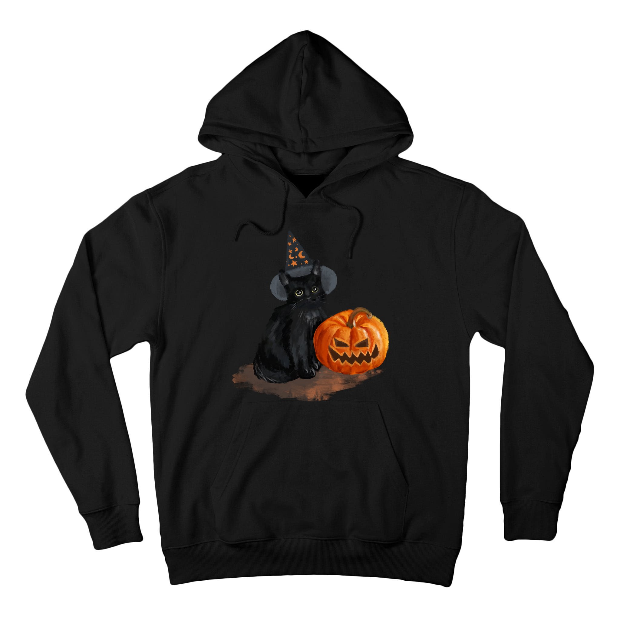 Halloween Pumpkin Black Cat Tall Hoodie