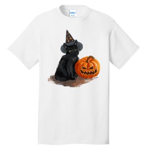 Halloween Pumpkin Black Cat Tall T-Shirt