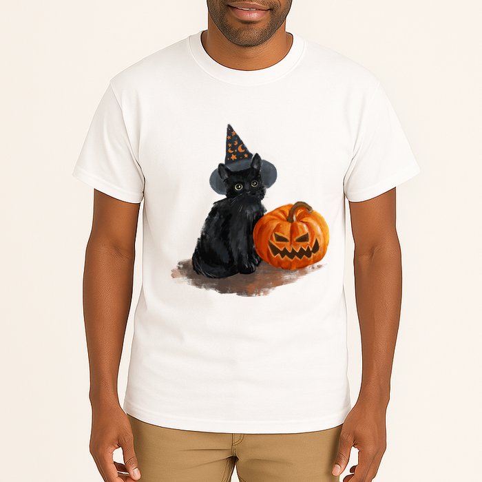Halloween Pumpkin Black Cat Tall T-Shirt
