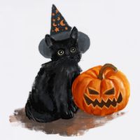 Halloween Pumpkin Black Cat Tall T-Shirt