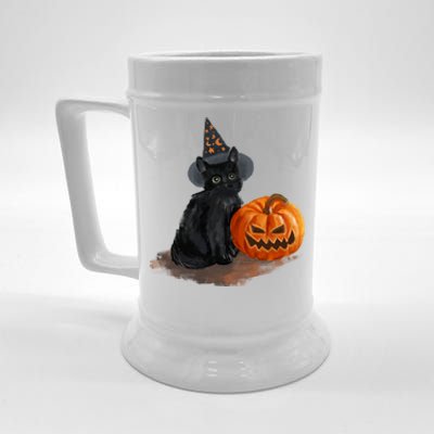 Halloween Pumpkin Black Cat Beer Stein