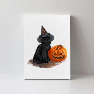 Halloween Pumpkin Black Cat Canvas