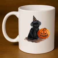 Halloween Pumpkin Black Cat 11oz C Handle Ceramic Mug
