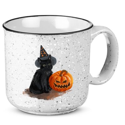 Halloween Pumpkin Black Cat 15oz Campfire Ceramic Mug