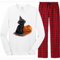 Halloween Pumpkin Black Cat Long Sleeve Pajama Set