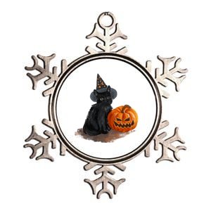 Halloween Pumpkin Black Cat Metallic Star Ornament