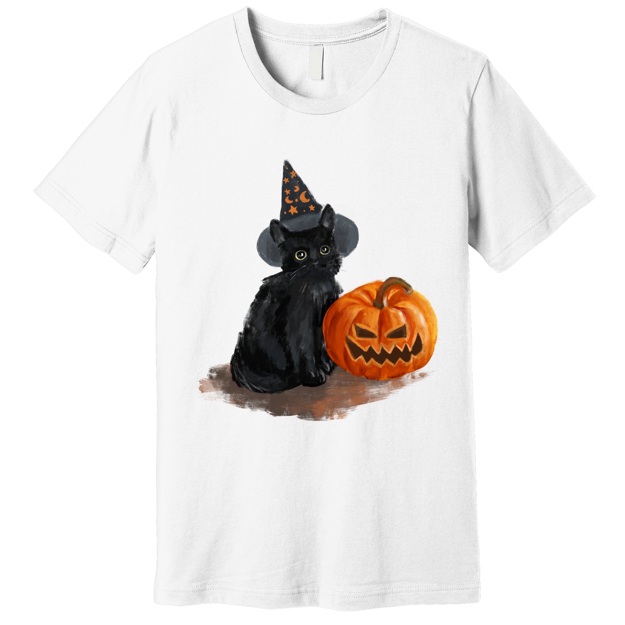Halloween Pumpkin Black Cat Premium T-Shirt