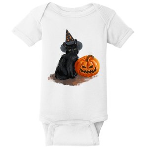 Halloween Pumpkin Black Cat Baby Bodysuit