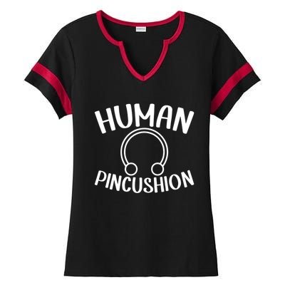 Hu Pincushion Body Piercing Enthusiast Artist Gift Ladies Halftime Notch Neck Tee