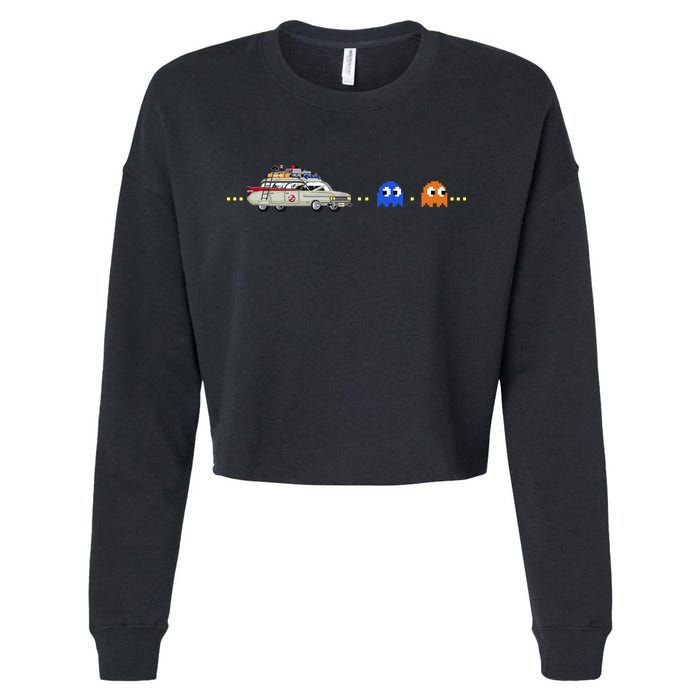 Halloween Pac Busters Game Cropped Pullover Crew