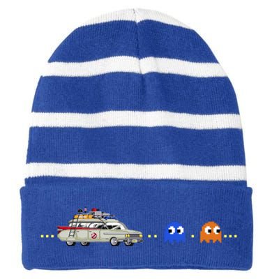 Halloween Pac Busters Game Striped Beanie with Solid Band