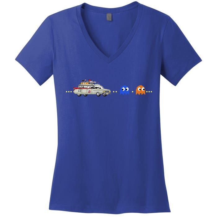 Halloween Pac Busters Game Women's V-Neck T-Shirt