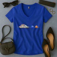 Halloween Pac Busters Game Women's V-Neck T-Shirt