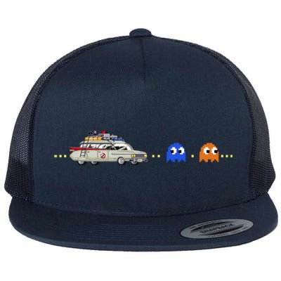 Halloween Pac Busters Game Flat Bill Trucker Hat