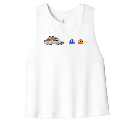 Halloween Pac Busters Game Women's Racerback Cropped Tank