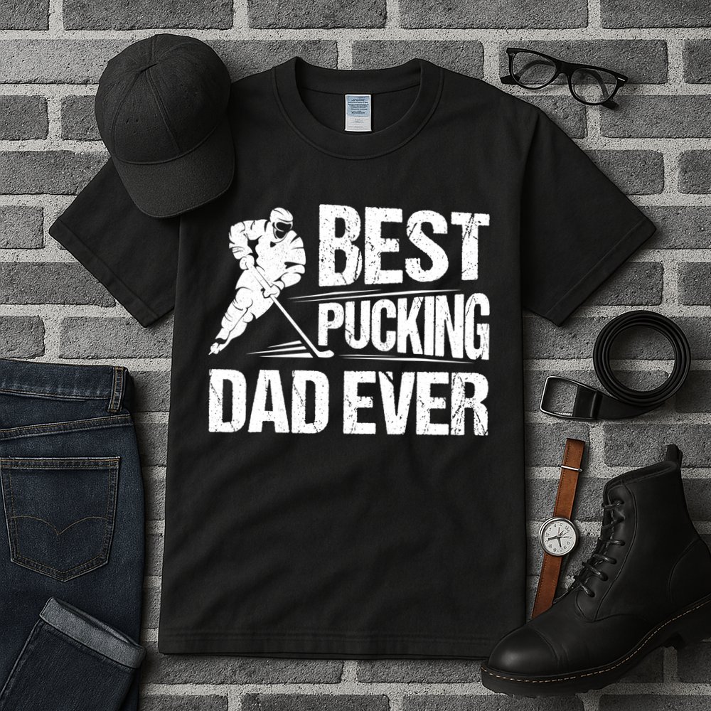 Hockey Player Best Pucking Dad Ever Hockey Father Hockey Pun TShirt Tall T-Shirt
