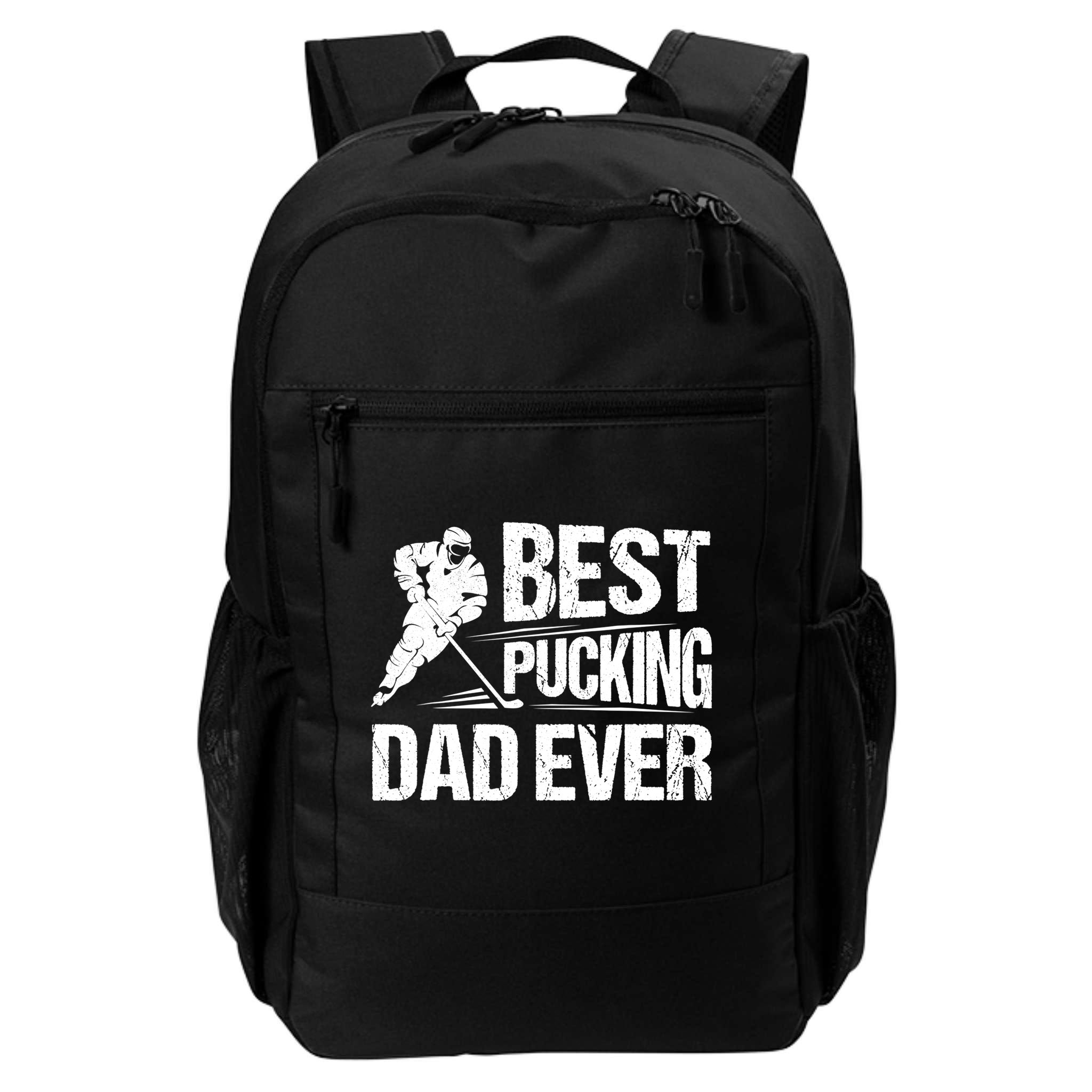 Hockey Player Best Pucking Dad Ever Hockey Father Hockey Pun TShirt Backpack