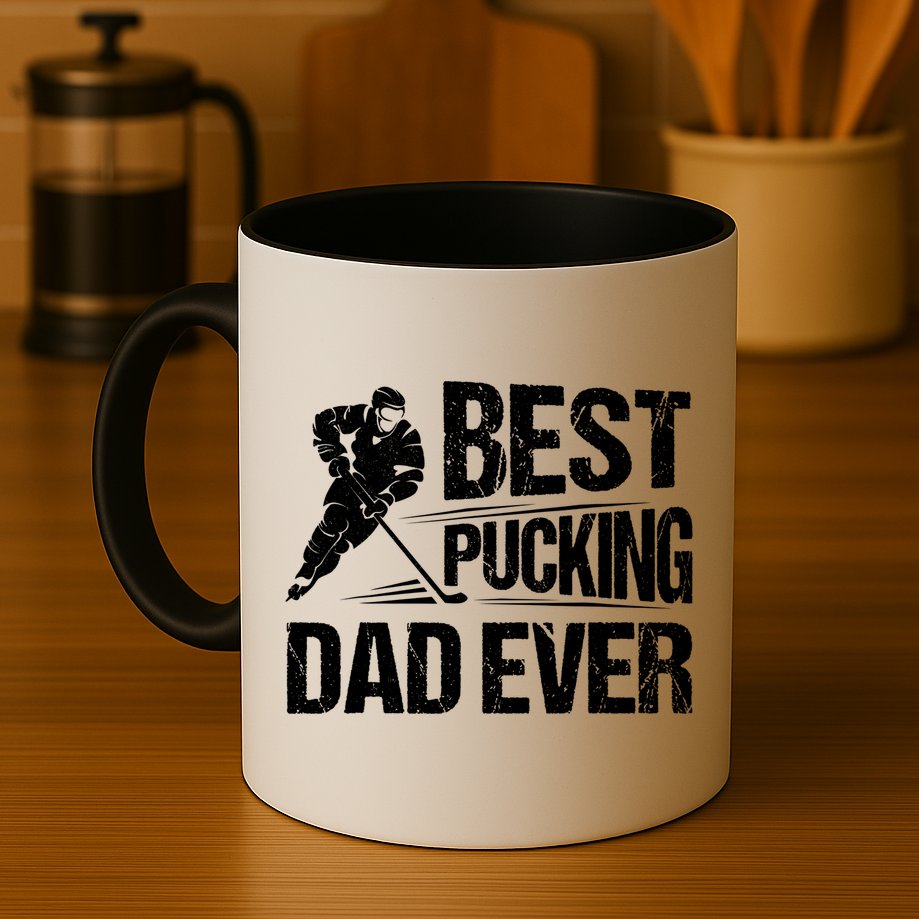 Hockey Player Best Pucking Dad Ever Hockey Father Hockey Pun TShirt Mug