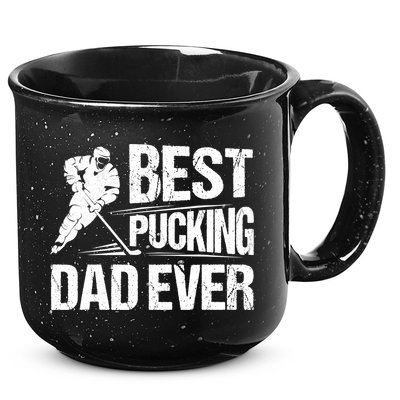 Hockey Player Best Pucking Dad Ever Hockey Father Hockey Pun TShirt 15oz Campfire Ceramic Mug