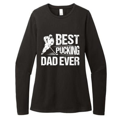 Hockey Player Best Pucking Dad Ever Hockey Father Hockey Pun TShirt Womens CVC Long Sleeve Shirt