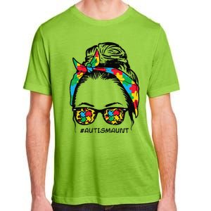 Hairbun Puzzle Bandana Sunglasses Autism Aunt Awareness Adult ChromaSoft Performance T-Shirt