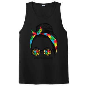 Hairbun Puzzle Bandana Sunglasses Autism Aunt Awareness PosiCharge Competitor Tank