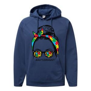 Hairbun Puzzle Bandana Sunglasses Autism Aunt Awareness Performance Fleece Hoodie