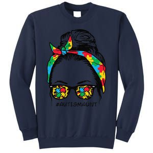 Hairbun Puzzle Bandana Sunglasses Autism Aunt Awareness Sweatshirt